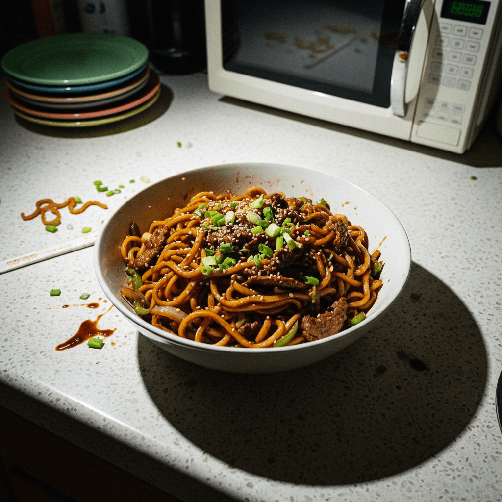 Beef Shanghai Noodles with Black Bean Sauce