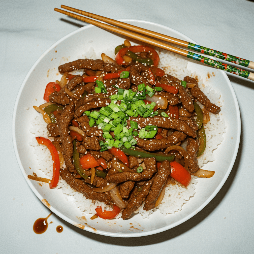 Pepper Steak with White Rice