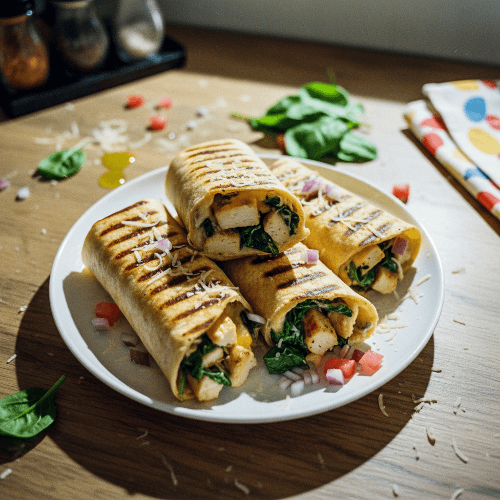 Creamy Grilled Chicken & Spinach Wraps