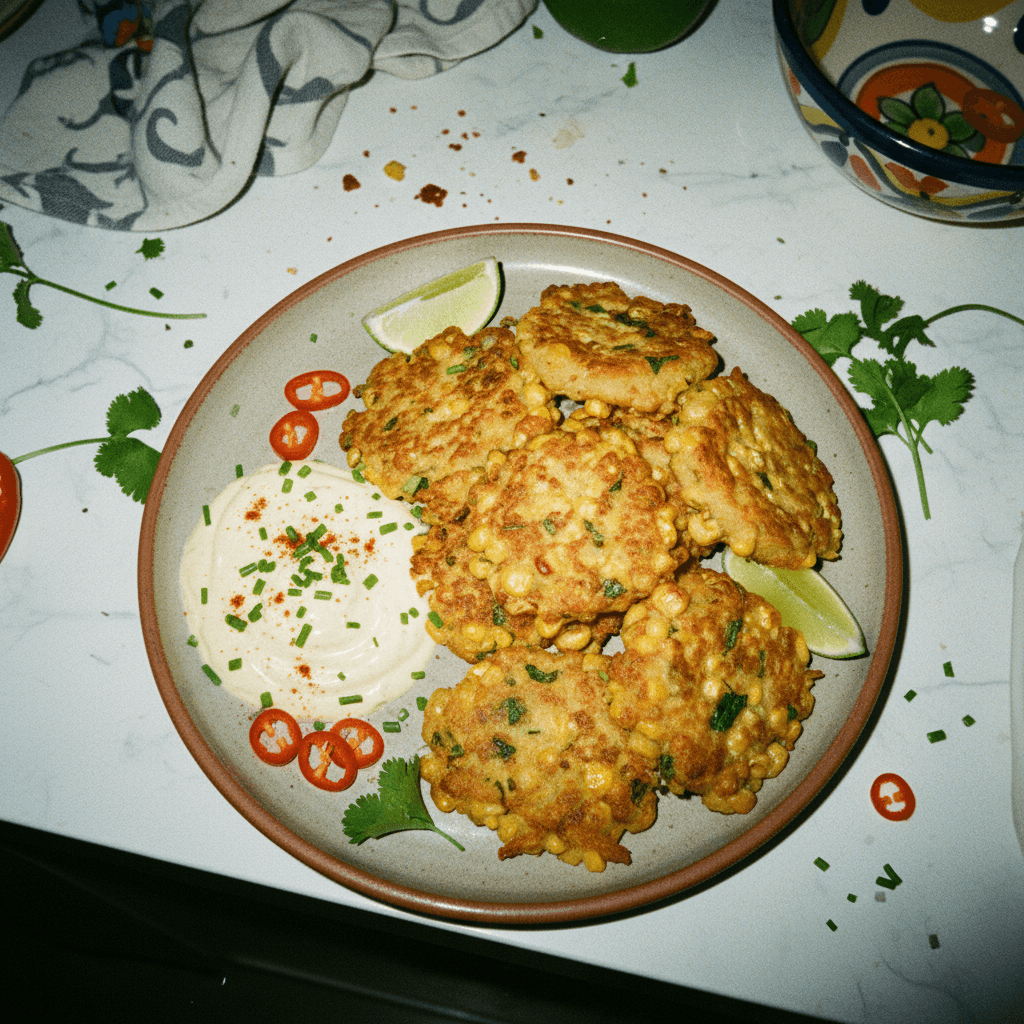 Spicy Corn Fritters with Chipotle Aioli