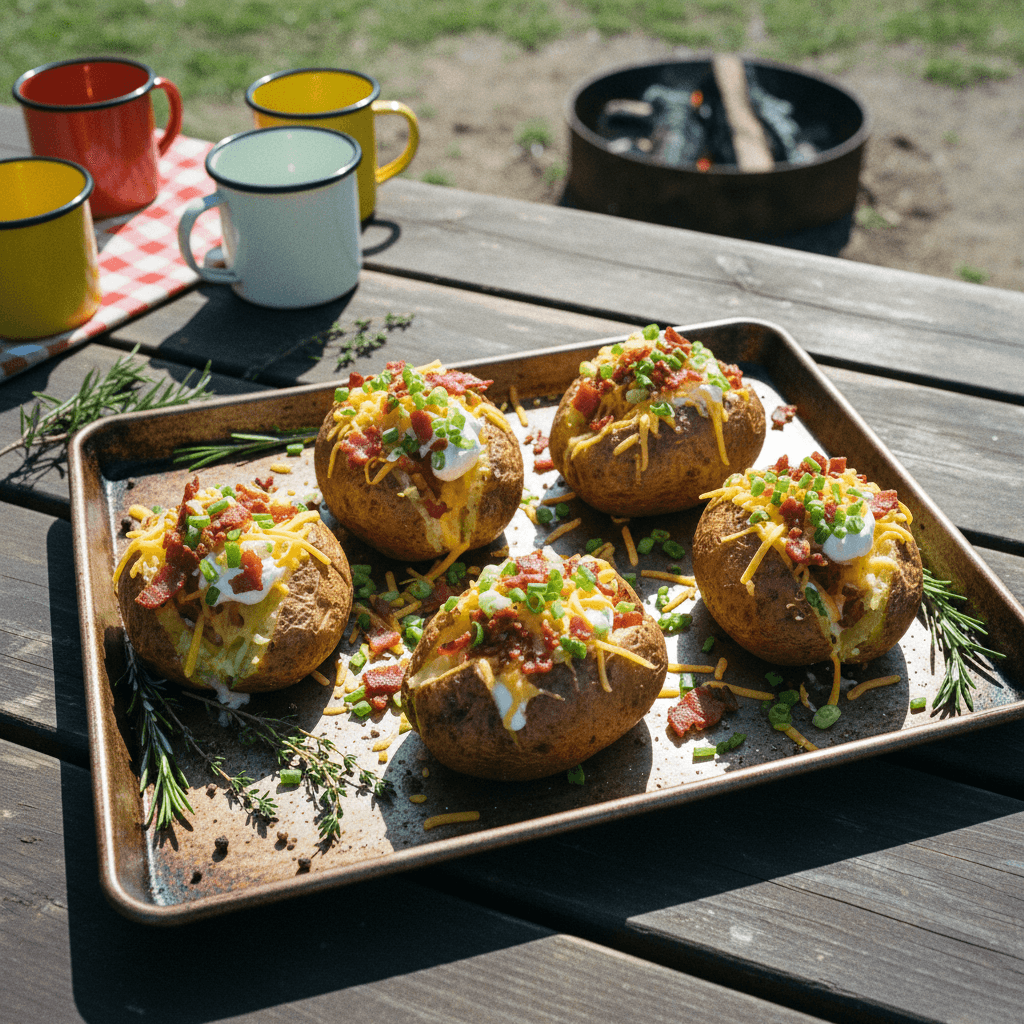 Loaded Campfire Baked Potatoes