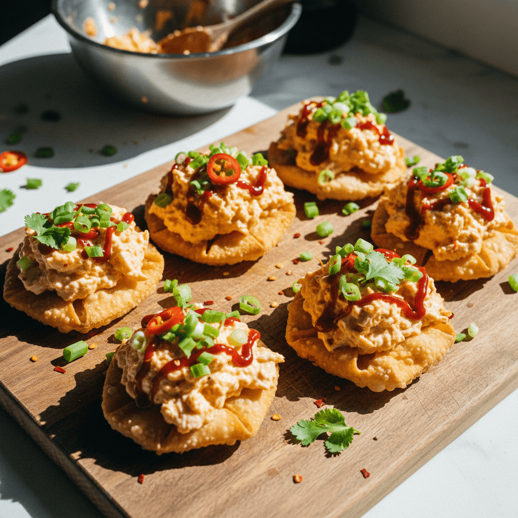 Gochujang Crab Rangoon Tostadas