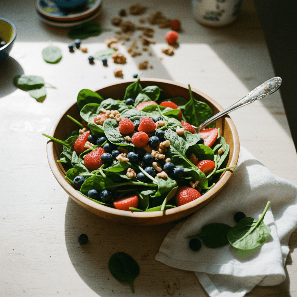 Berry Spinach Salad with Walnuts