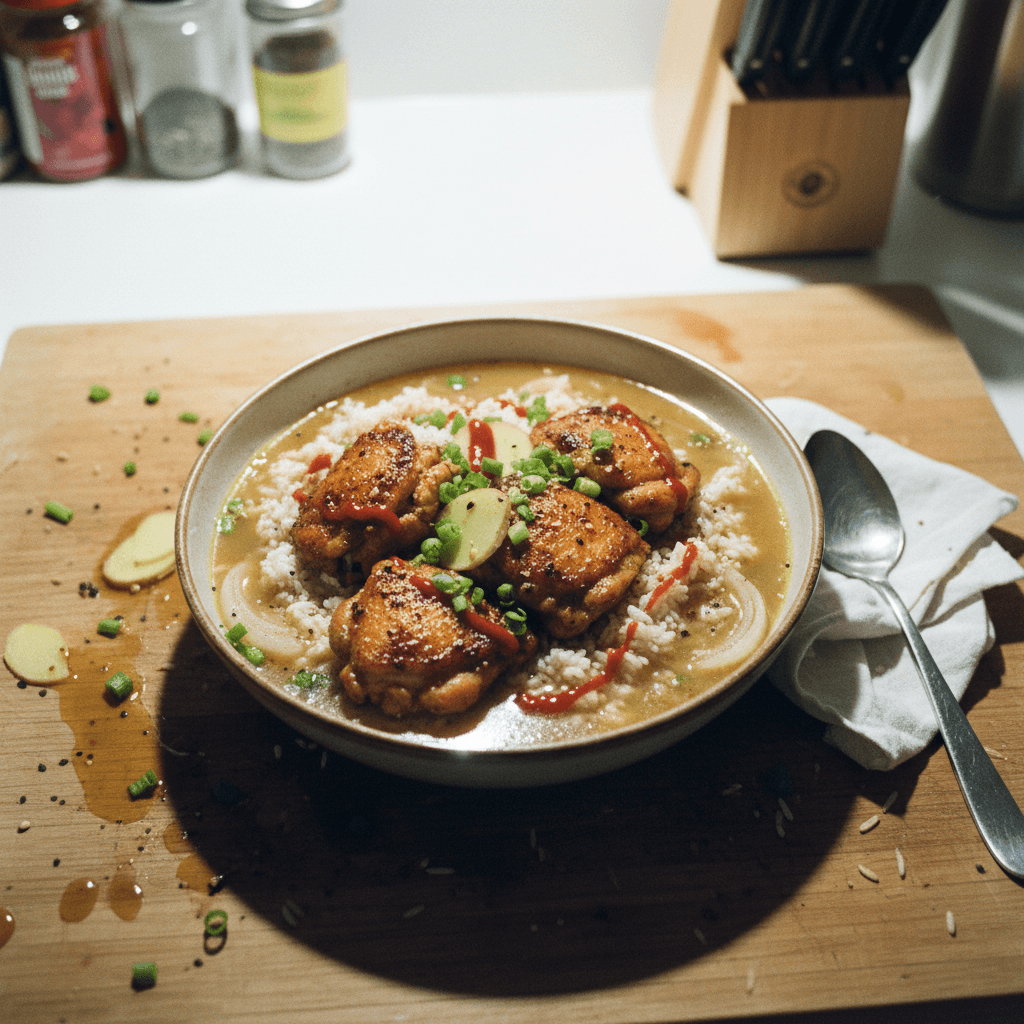 Brothy Rice with Spicy Chicken