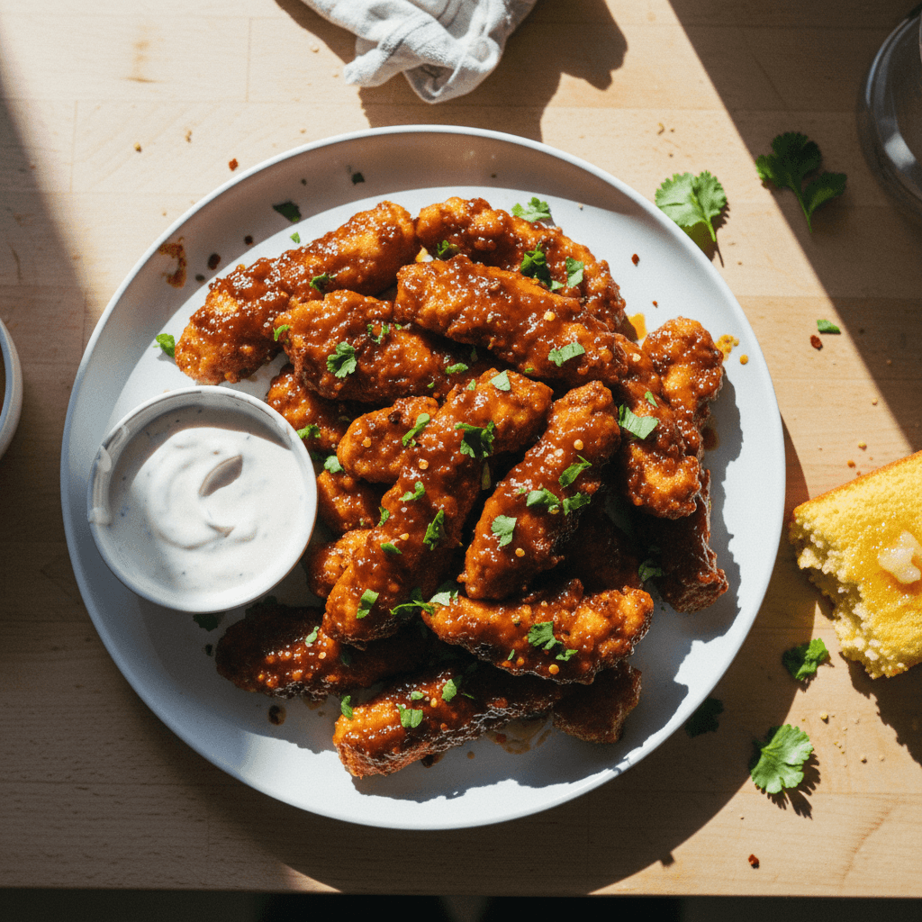 Honey BBQ Chicken Tenders with Homemade Ranch