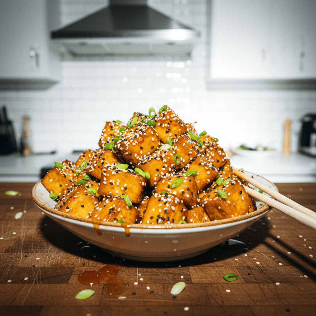 Sticky Sesame Garlic Tofu