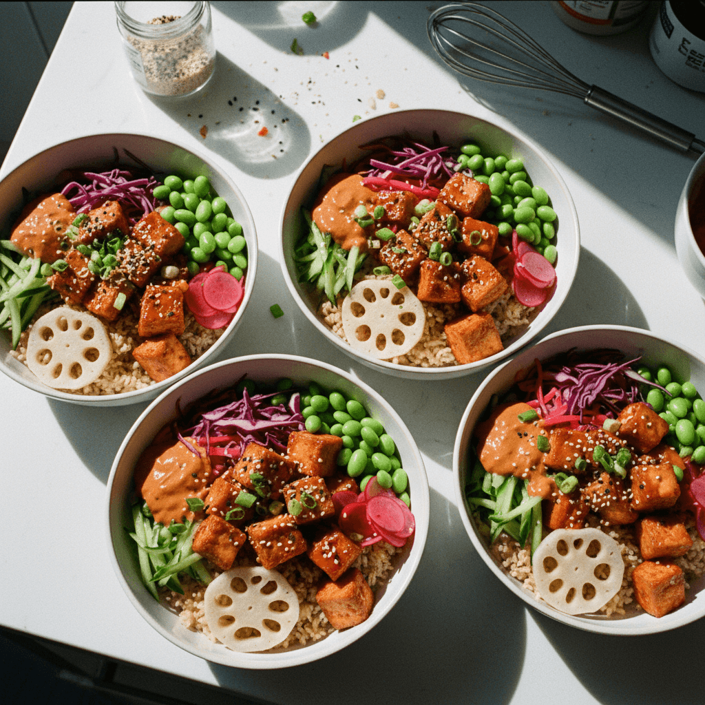 Spicy Gochujang Tofu Rice Bowls