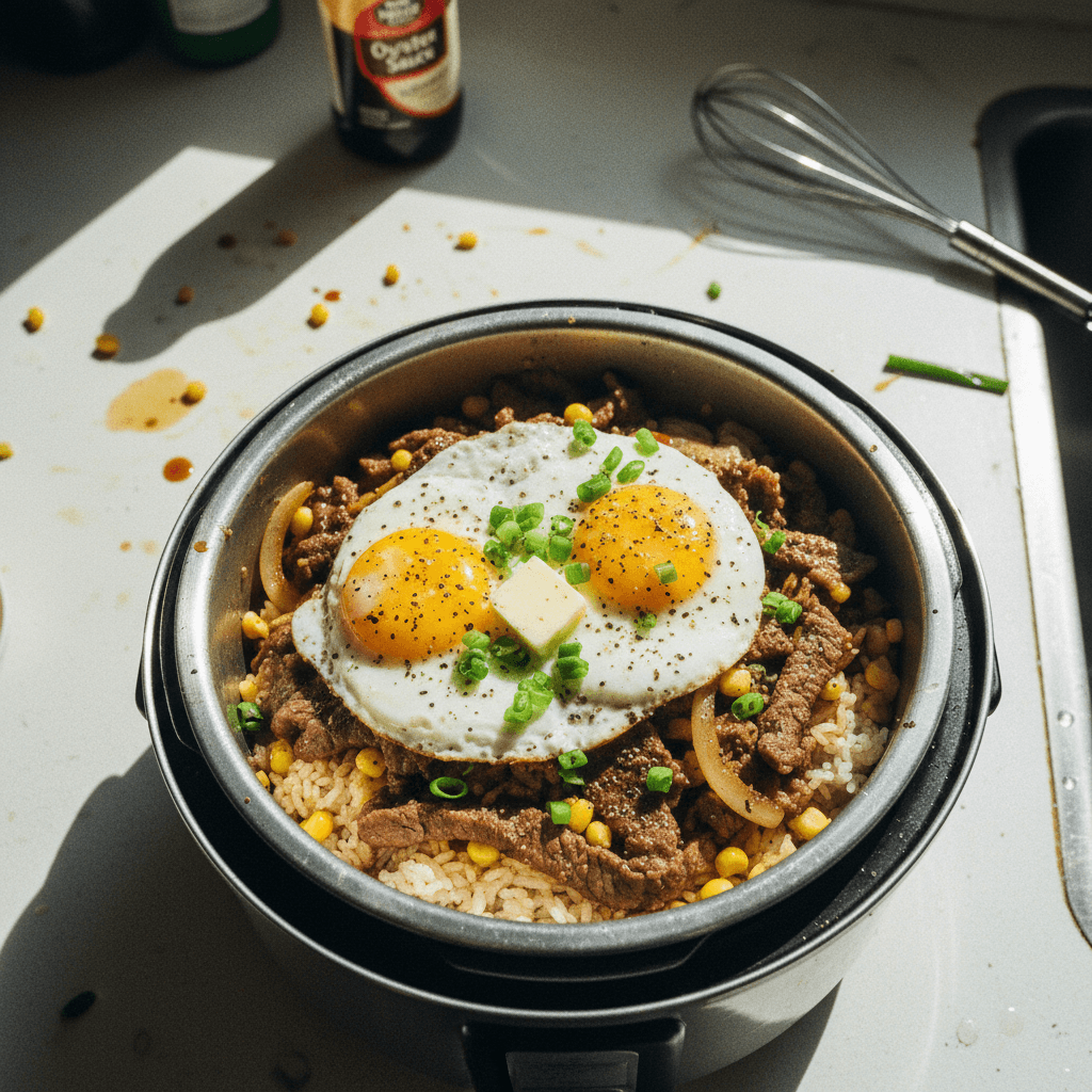 Rice Cooker Beef Pepper Rice