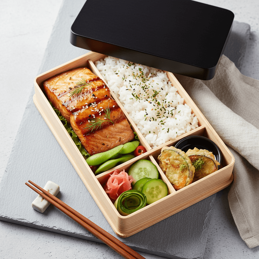Bento Box with Grilled Salmon