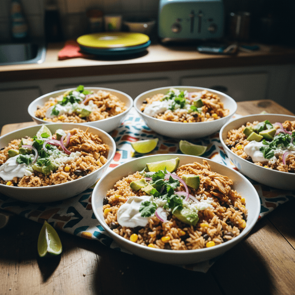 Quick Chicken Burrito Bowls with TJ's Rice