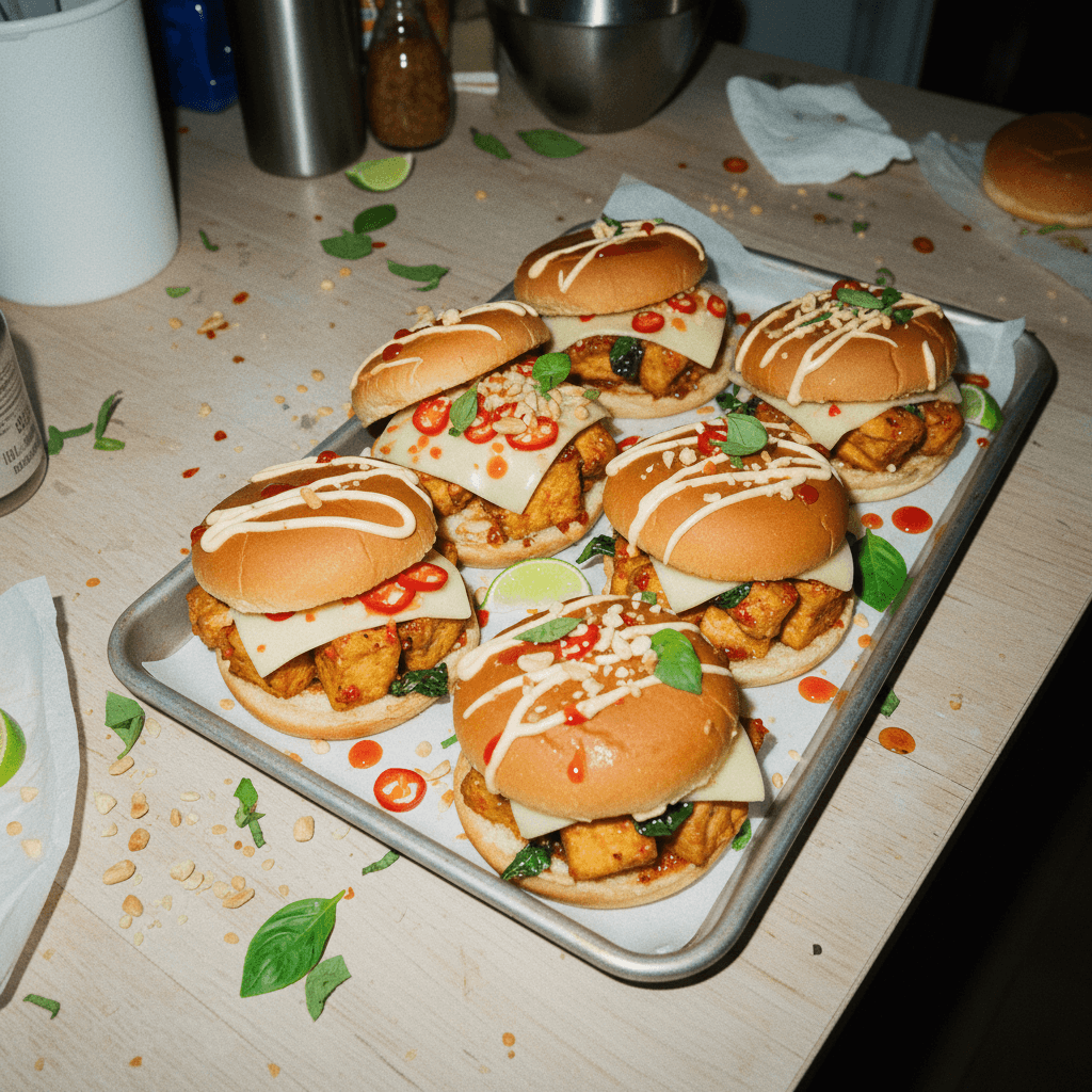 Cheesy Thai Chili Basil Tofu Sliders