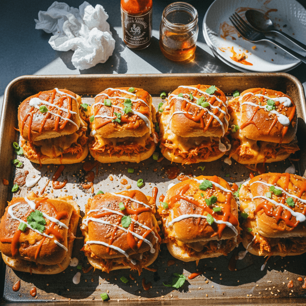 Cheesy Honey Sriracha Chicken Sliders