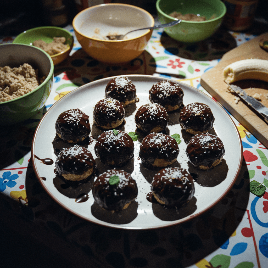 No-Bake Banana Coconut Bites with Chocolate Shell