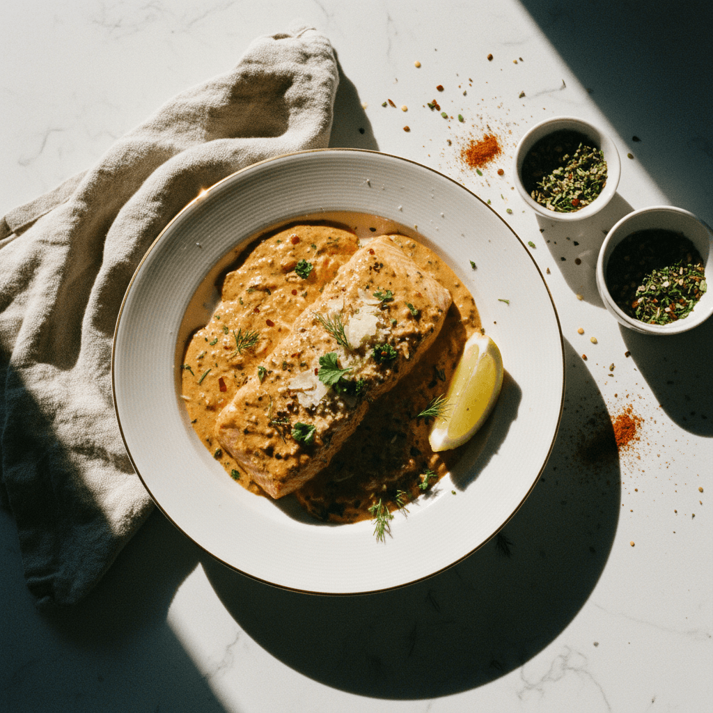 Creamy Garlic Herb Cajun Salmon