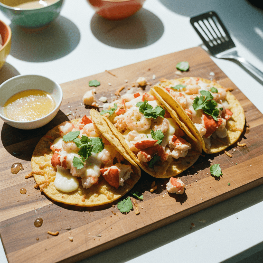 Lobster & Shrimp Smashed Tacos