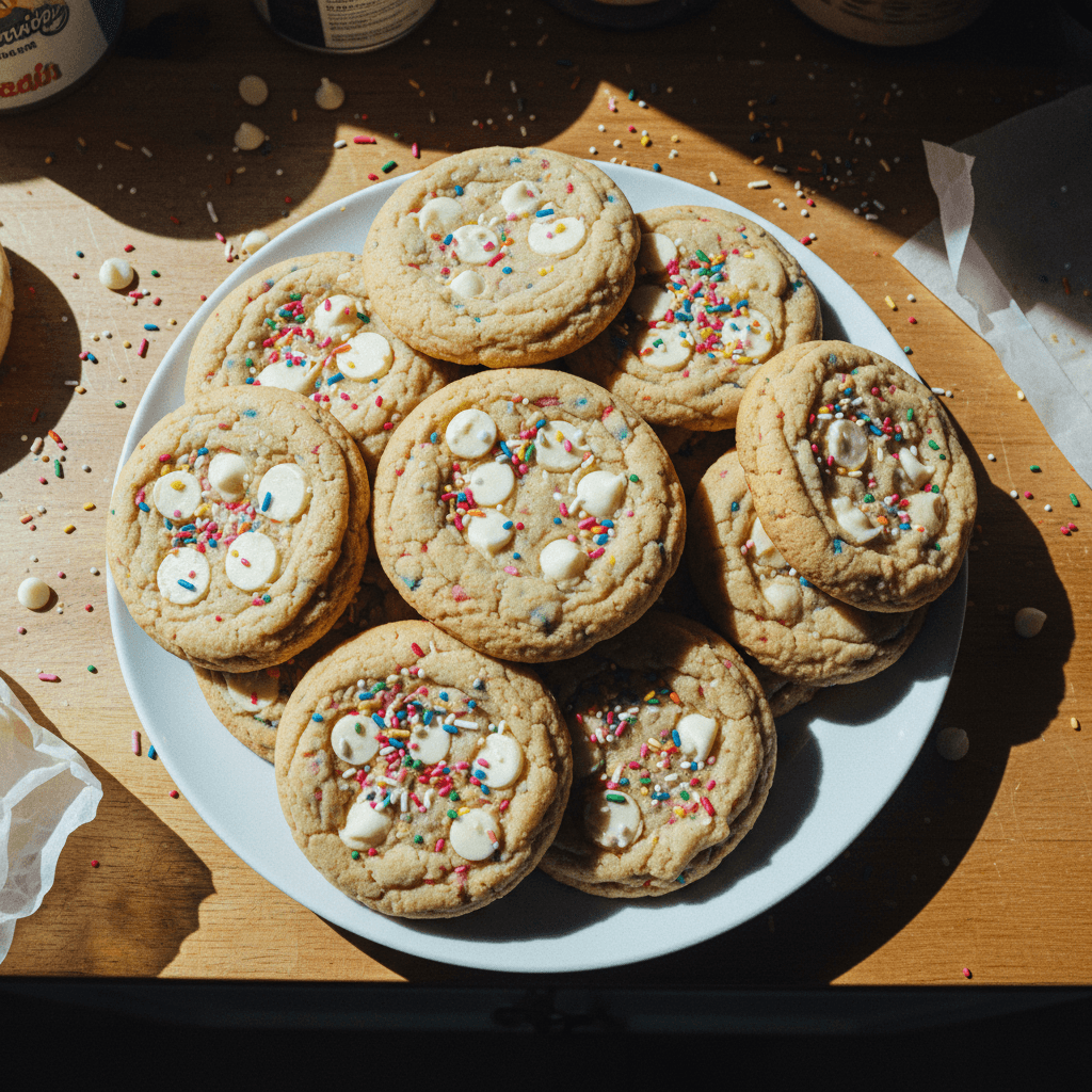 Jumbo Bakery-Style White Chocolate Chip Sugar Cookies with Sprinkles