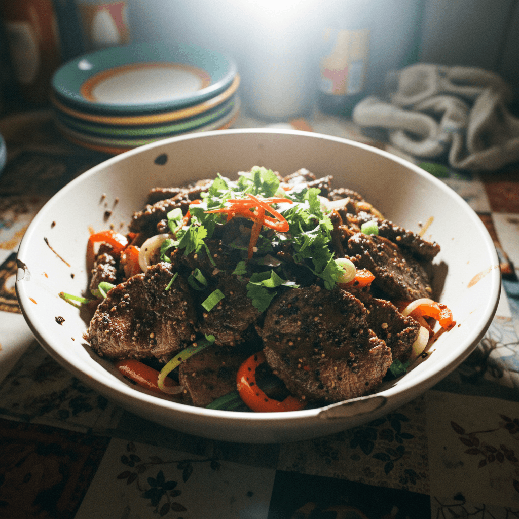 Sizzling Black Pepper Beef Tongue Stir-fry