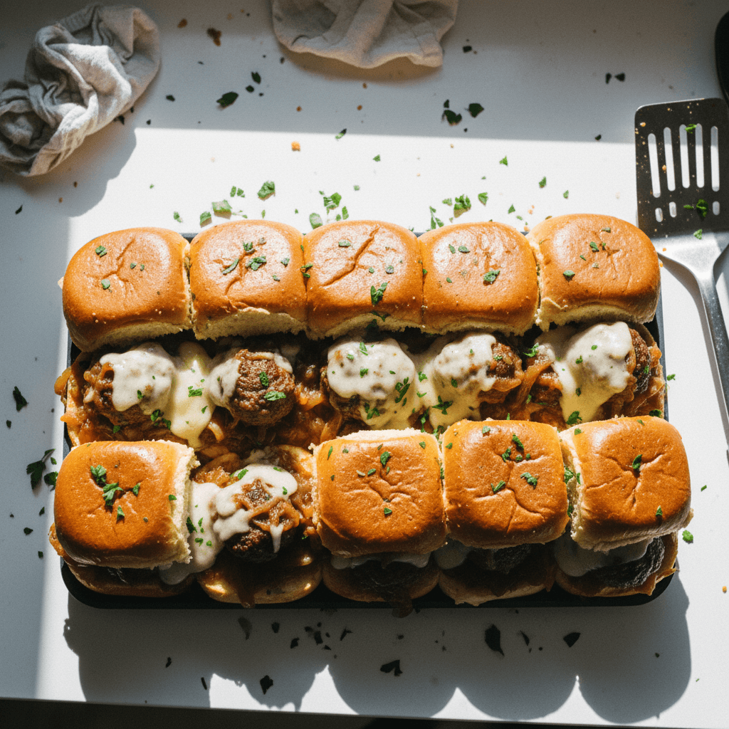 French Onion Meatball Sliders