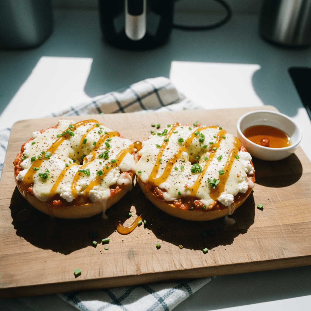 Hot Honey Cottage Cheese Pizza Bagel