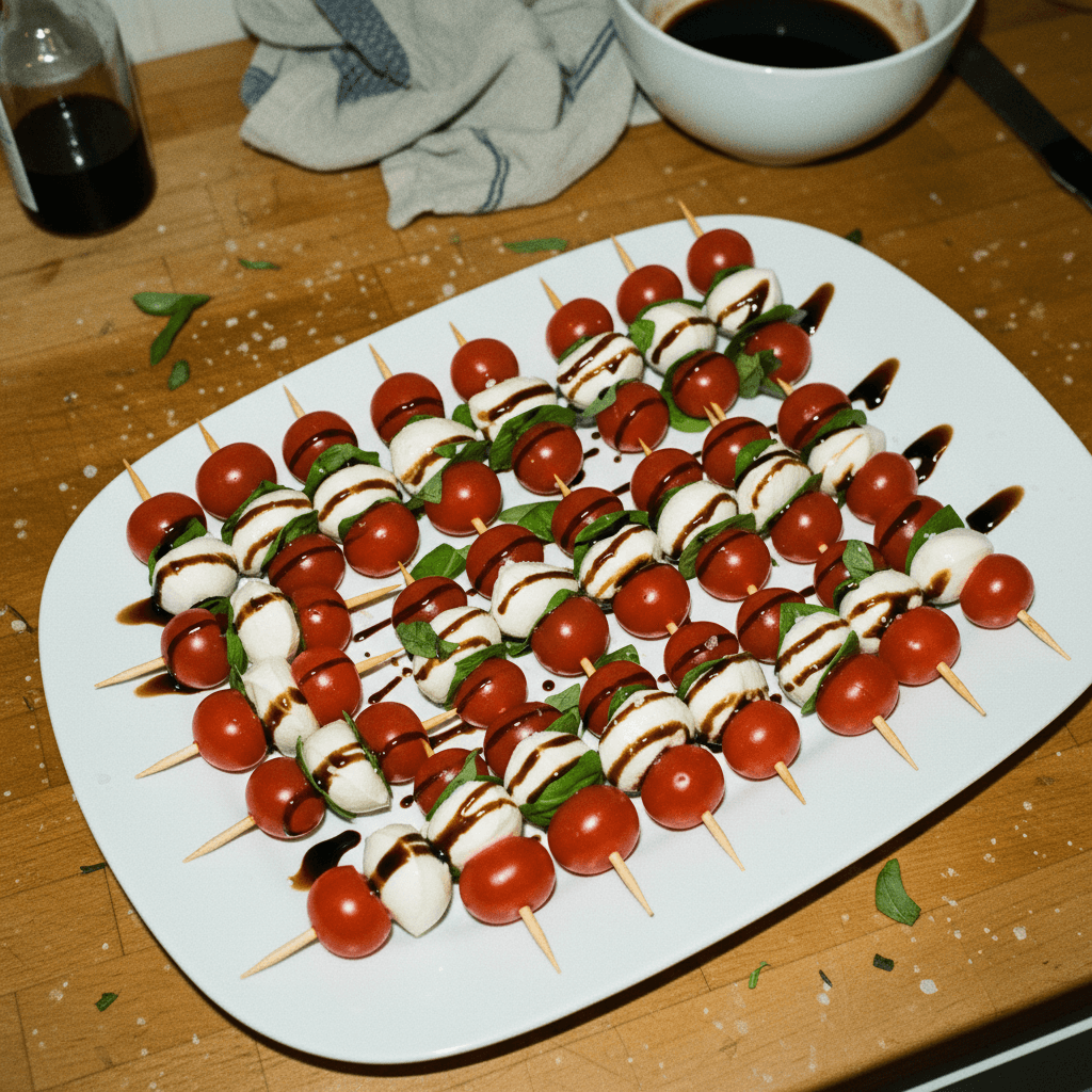 Mini Caprese Skewers with Balsamic Glaze