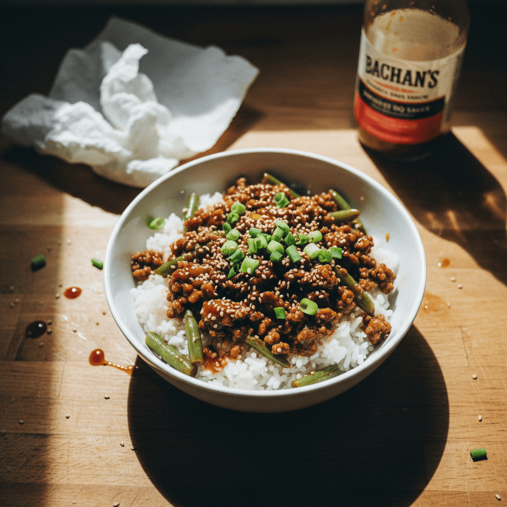 Beef Teriyaki with Green Beans over Rice