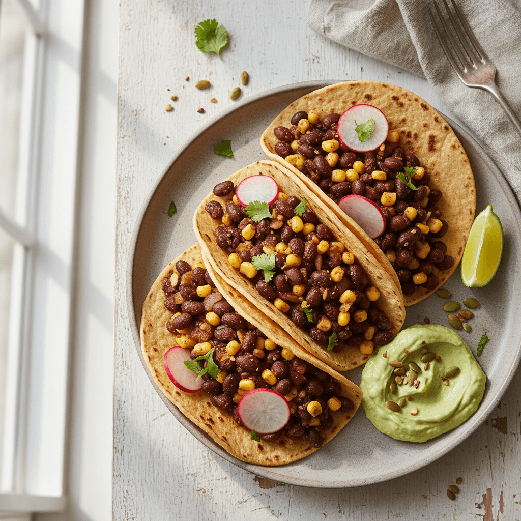 Smoky Black Bean and Corn Tacos