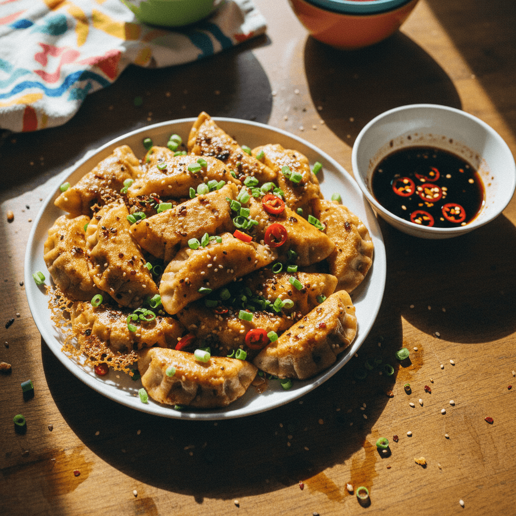 Pan-fried Dumplings with Chili