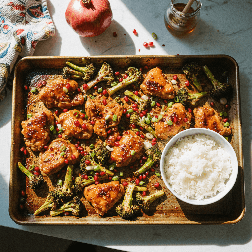 Sheet Pan Sticky Ginger Soy Chicken and Broccoli