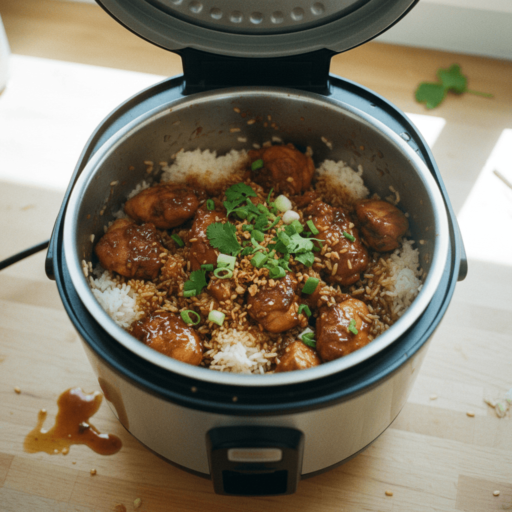 Adobo Chicken Rice in a Rice Cooker
