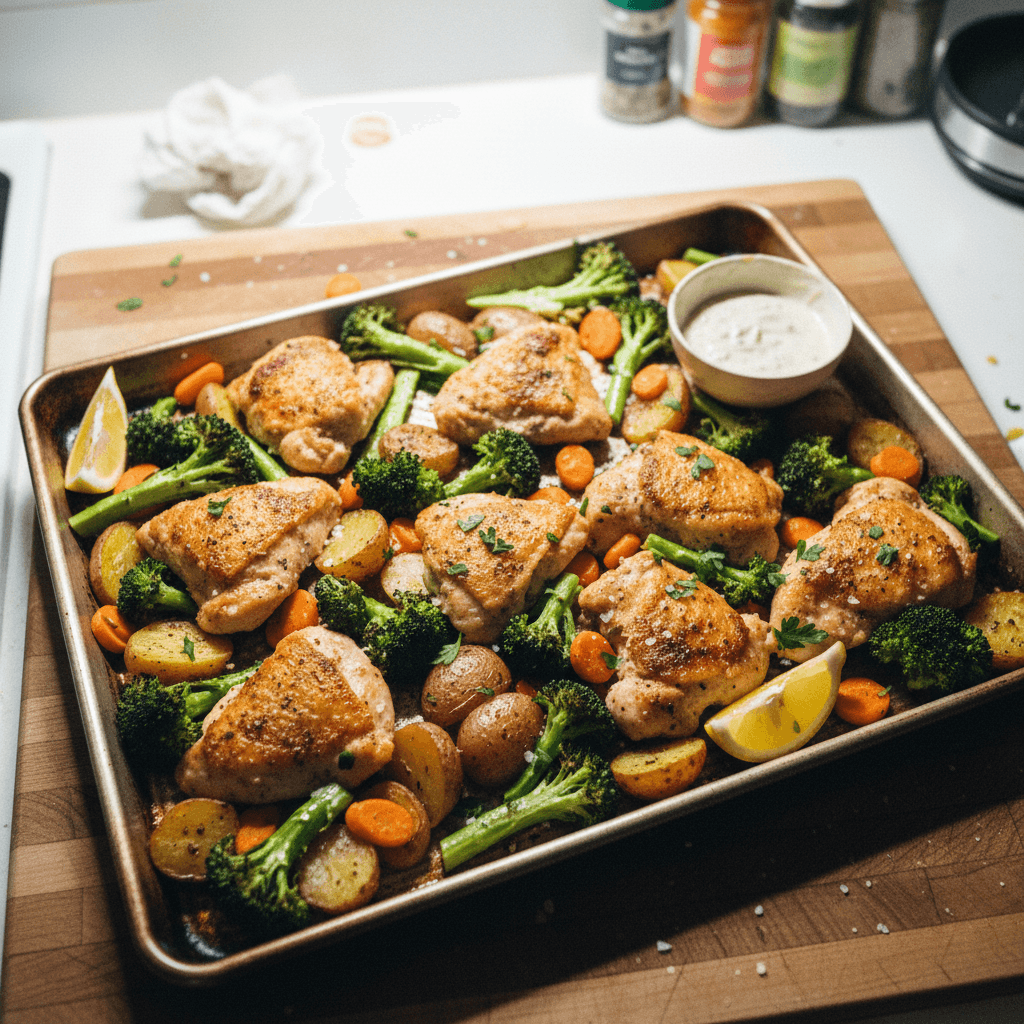 Sheet Pan Chicken and Broccoli with Potatoes
