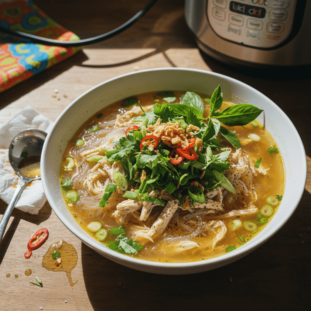 Instant Pot Mien Ga Chicken Soup with Glass Noodles