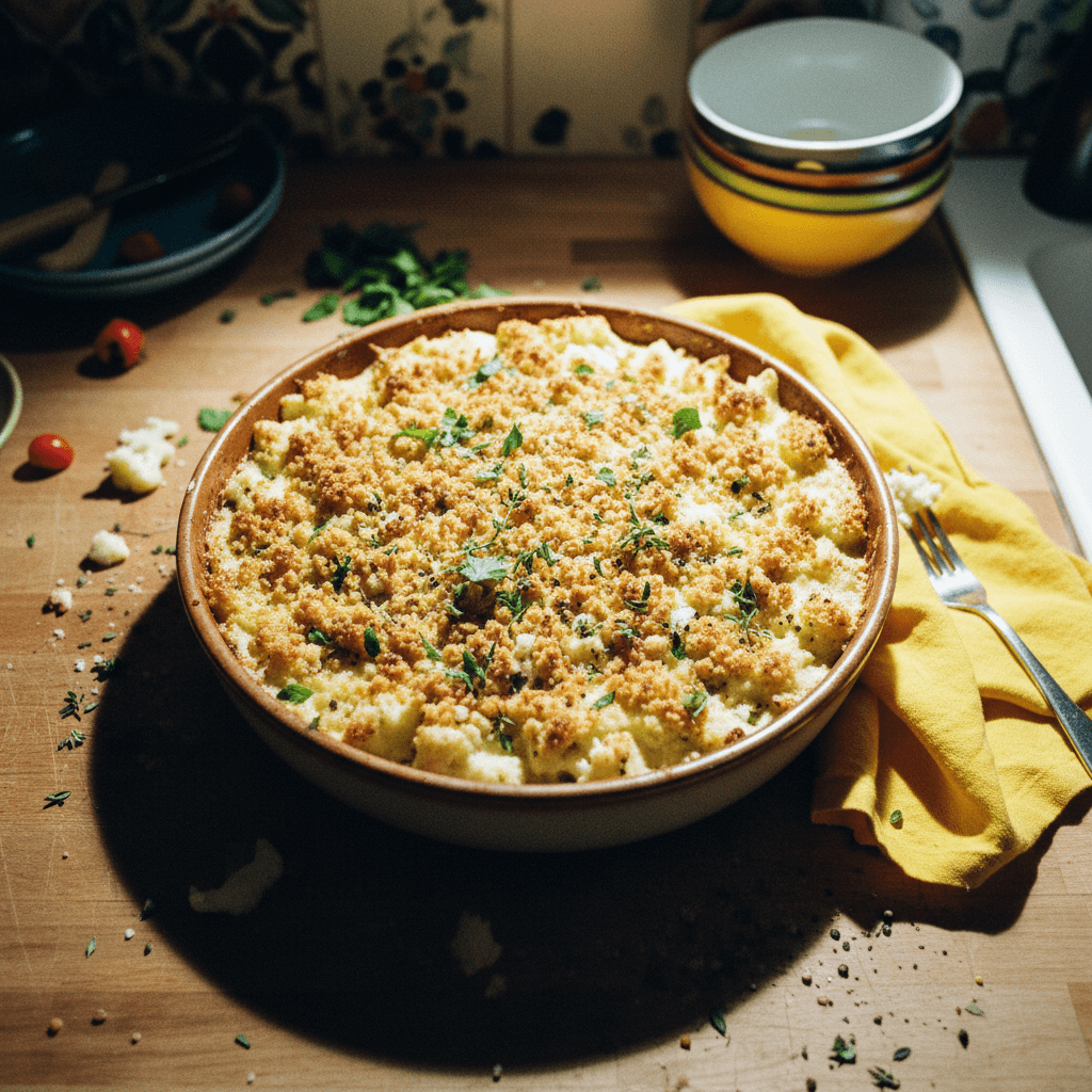 Crispy Panko Herb Cauliflower Gratin