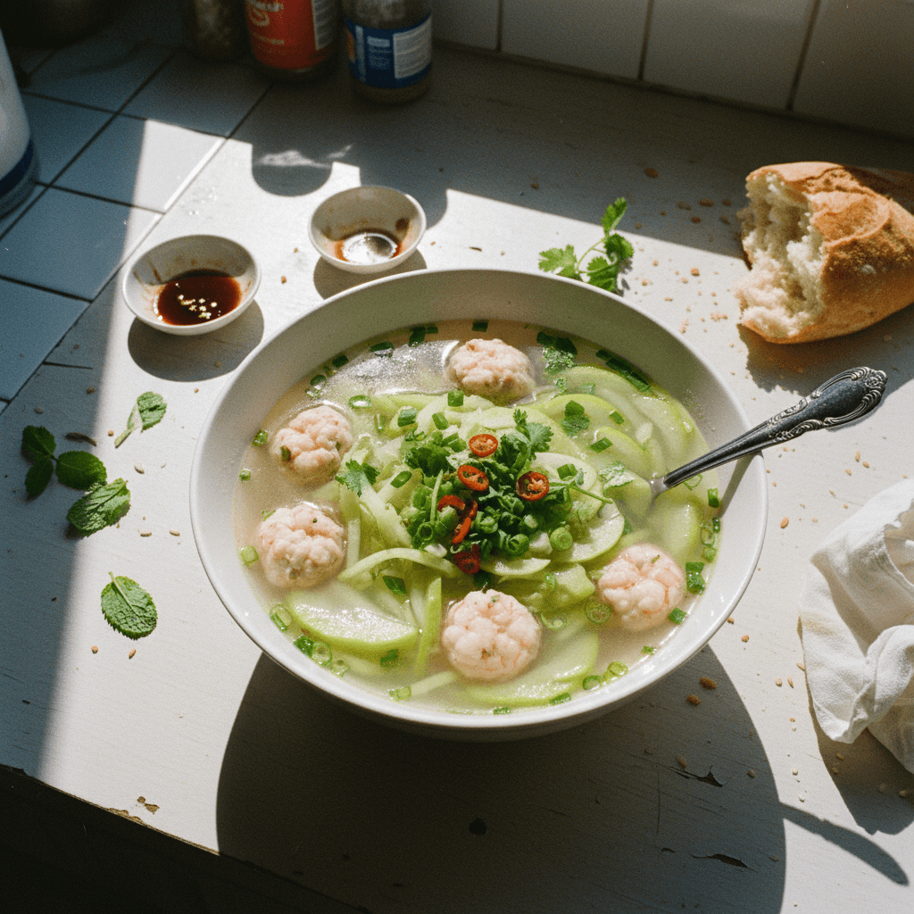 Vietnamese Chayote with Shrimp Soup