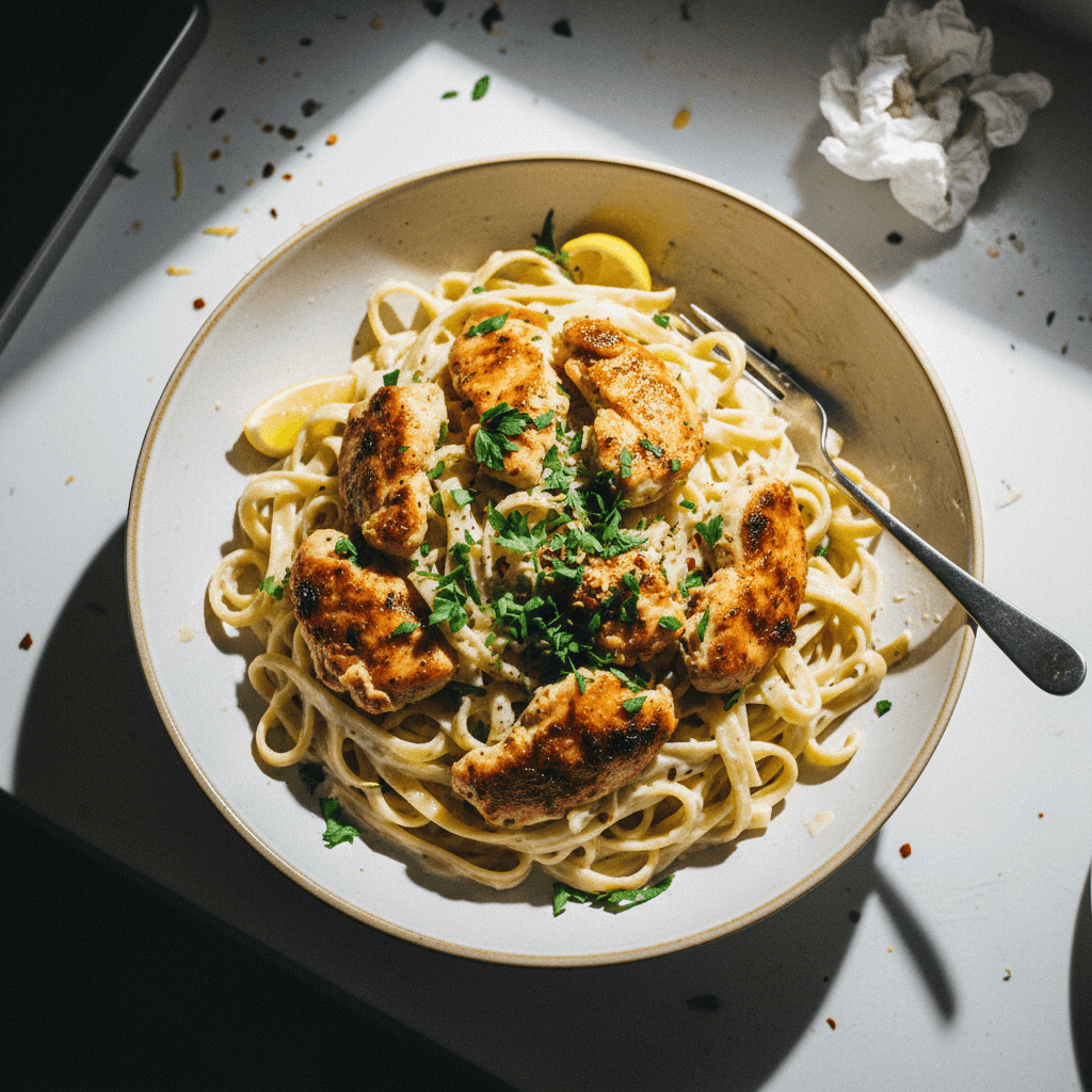 30 Minute Lemon Garlic Chicken Alfredo Pasta