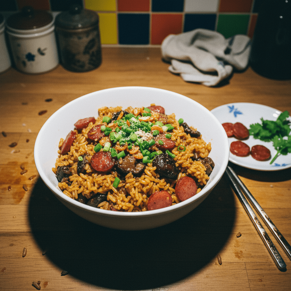 Cantonese Sticky Rice with Chinese Sausage