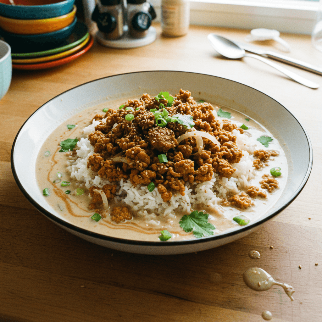 Crispy Beef with Coconut Miso Broth