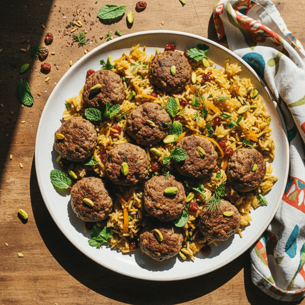 Persian Lamb Kofta with Jeweled Rice