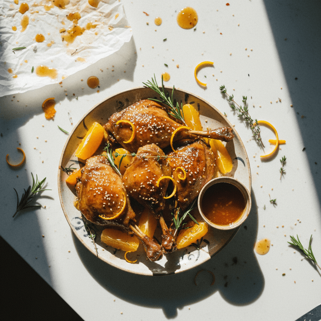 Orange Glazed Rotisserie Duck Legs
