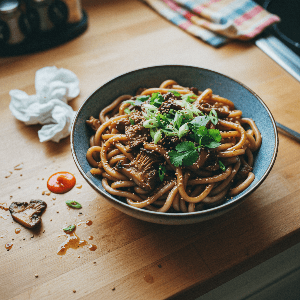 Smoked Oyster Mushroom Udon Noodles