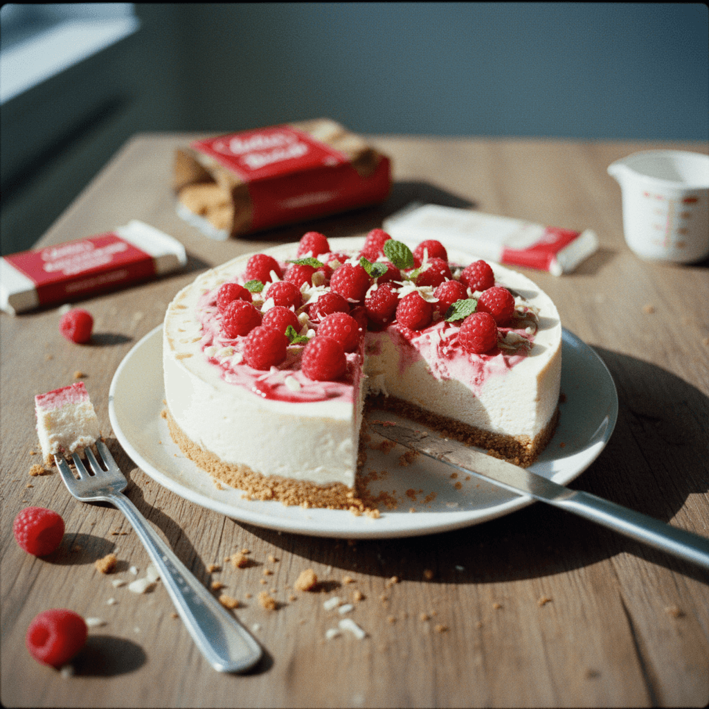 Frambozen Cheesecake met Witte Chocolade (No Bake)