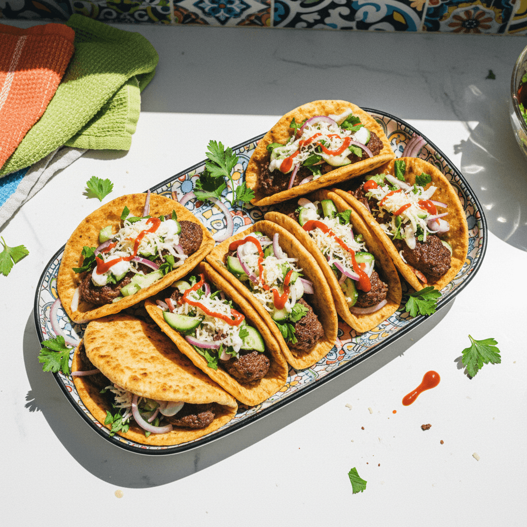 Crispy Lebanese Beef Kofta Tacos