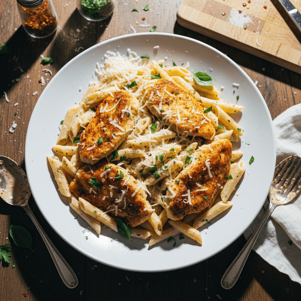 Creamy Garlic Chicken Parmesan Pasta