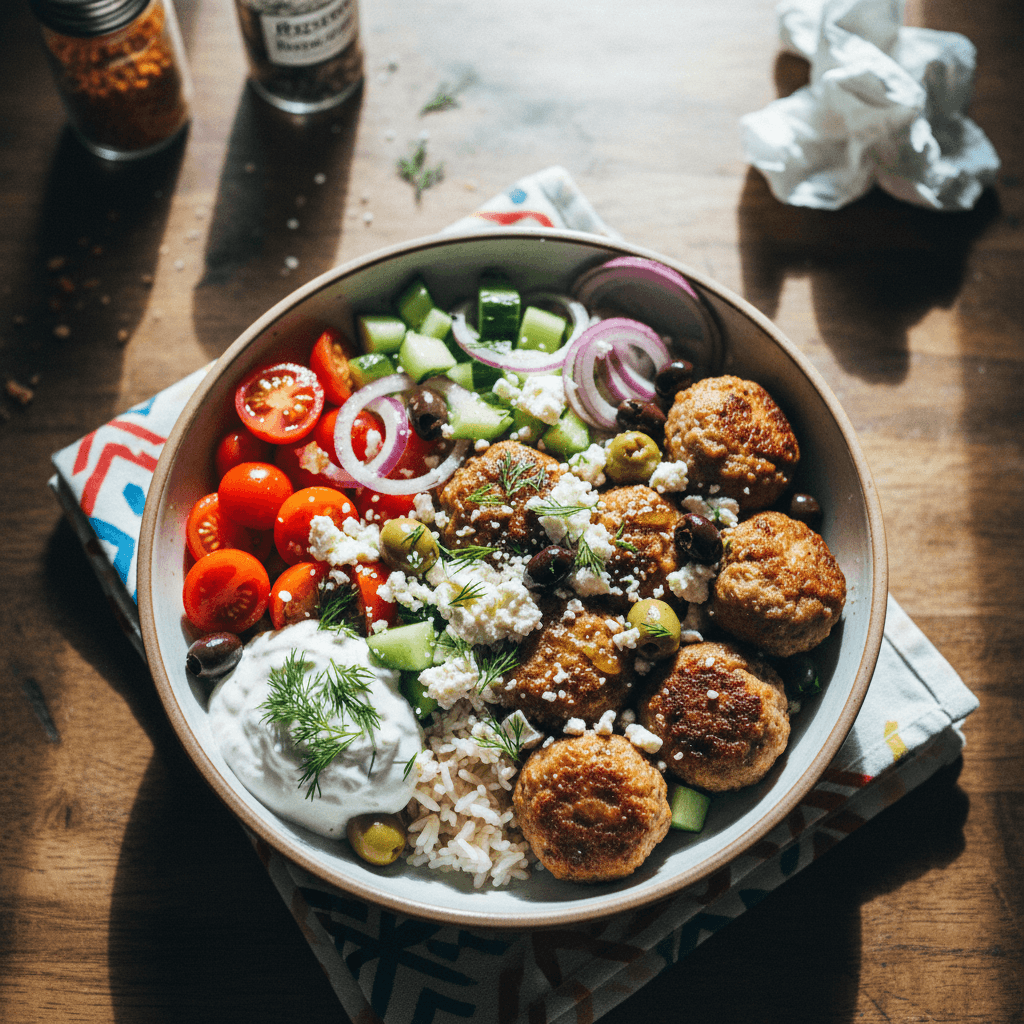 Greek Meatball Bowl (Mediterranean Keftedes Bowl)