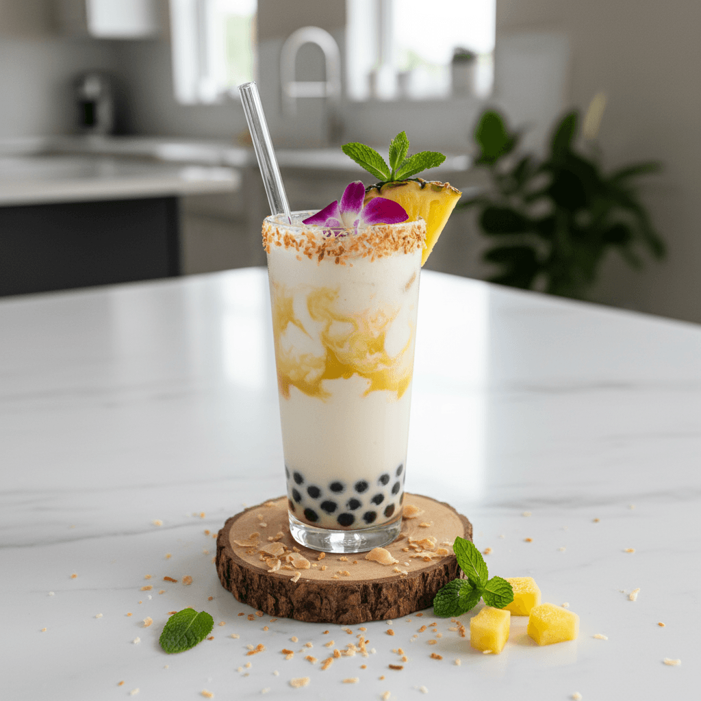 Pineapple Coconut Boba Punch