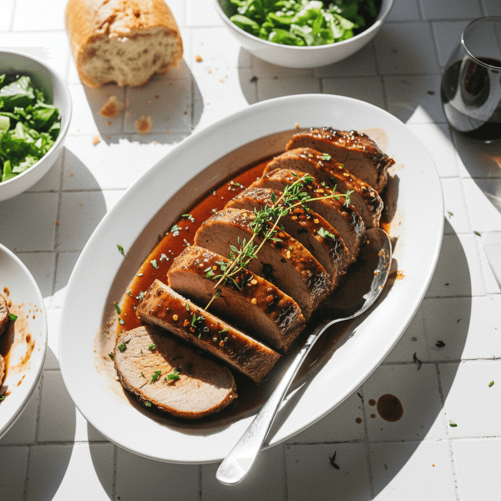 Crockpot Brown Sugar Balsamic Glazed Pork Tenderloin