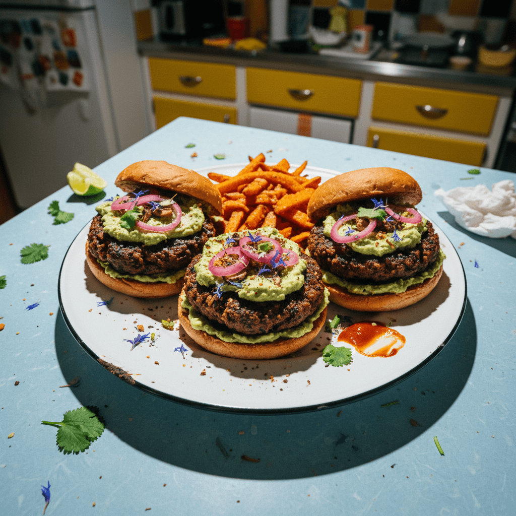 Erewhon Adaptogenic Black Bean Burgers with Sweet Potato Buns