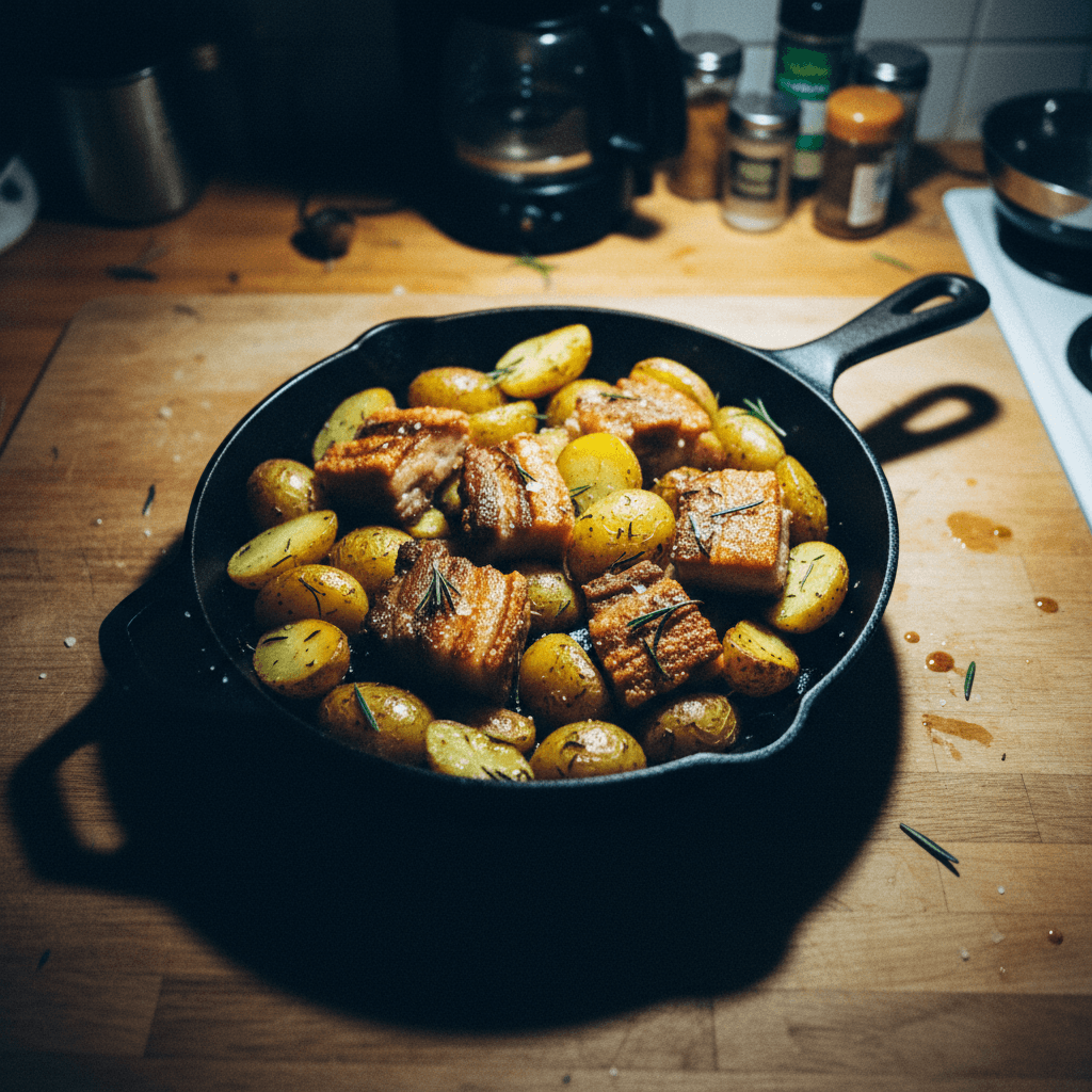 Roasted Pork Belly with Rosemary Potatoes
