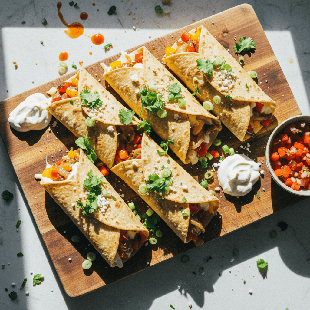Sweet Pepper & Onion Queso Wraps