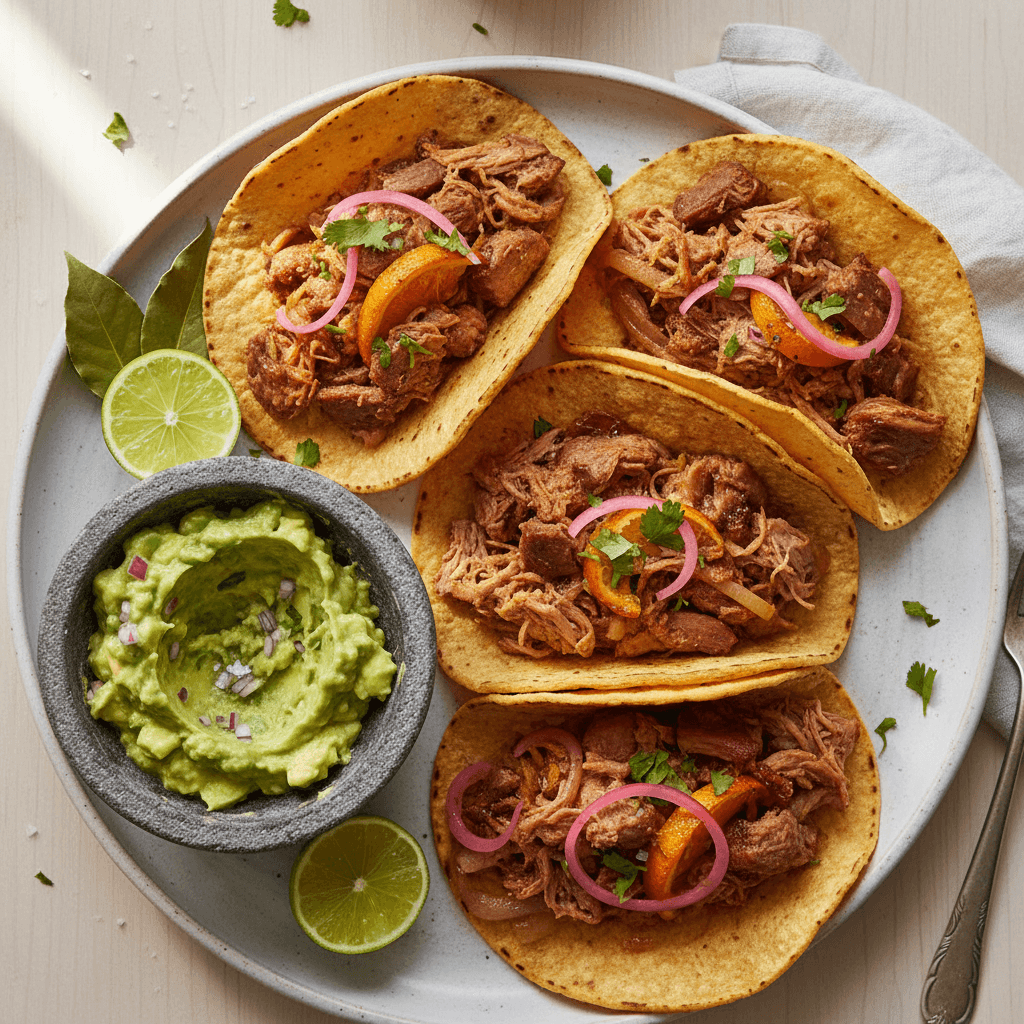Pork Carnitas Tacos with Guacamole