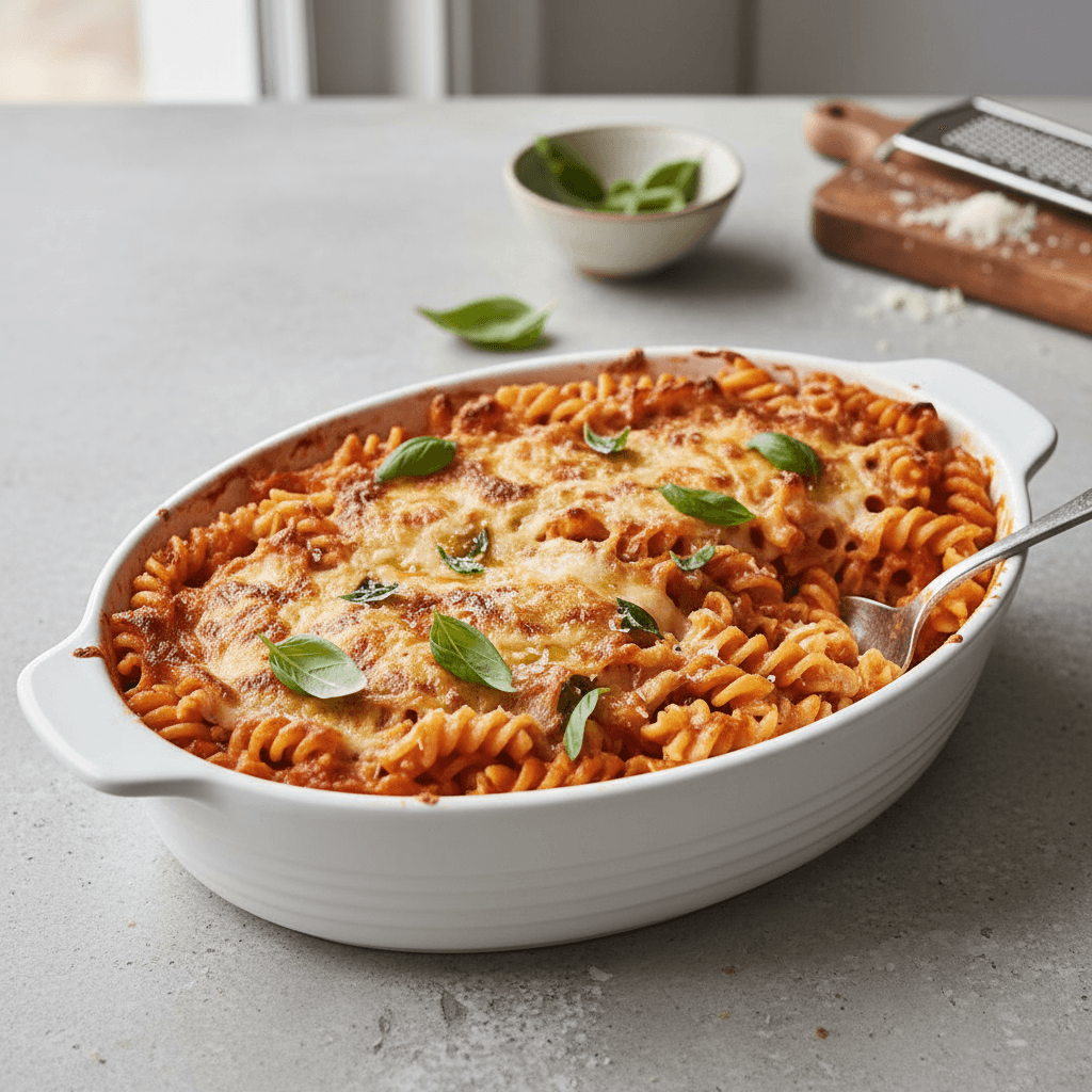 Creamy Tomato Basil Pasta Bake